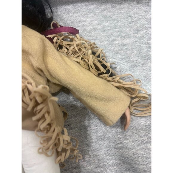 Many Stars Native Indian Porcelain Girls Doll Black Hair Brown Dress - Picture 8 of 11